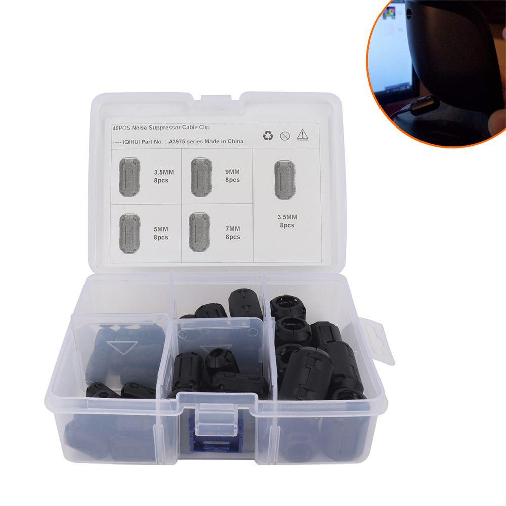 LET Set 40 Kẹp Cáp Lọc Tiếng Ồn Màu Đen 3.5 / 5 / 7 / 9 / 13mm