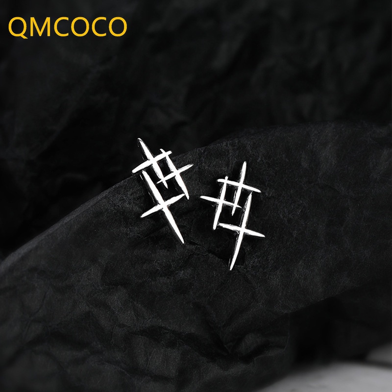 QMCOCO Khuyên Tai Đinh Tán Màu Bạc Thiết Kế Đơn Giản Cá Tính Thời Trang Punk Cho Nam Và Nữ độc đáo trang sức thời trang
