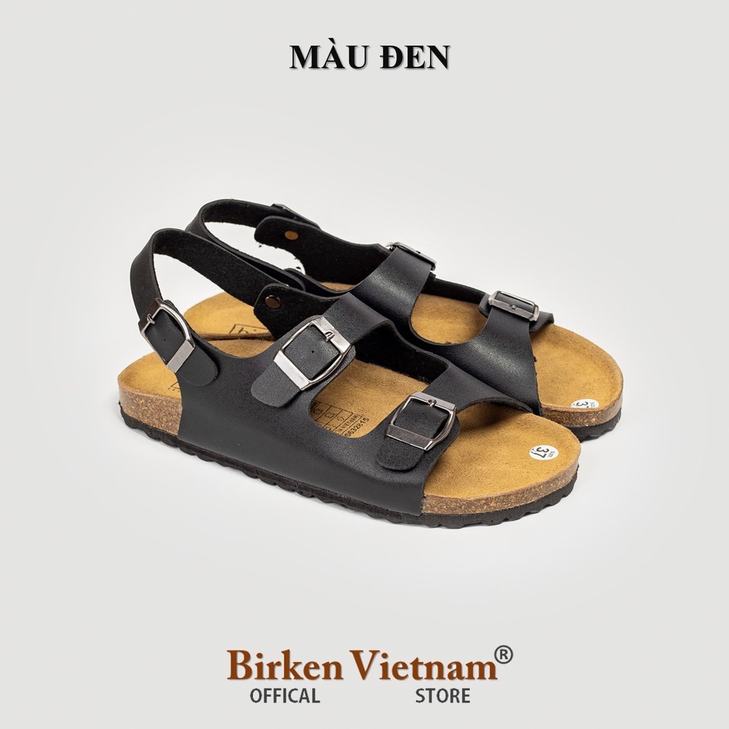 ( Mẫu Da Thật ) D02 - Sandal Birken Đế Trấu Thiết Kế Hai Quai Ngang Da Bò Unisex Nam và Nữ Bioline VietNam