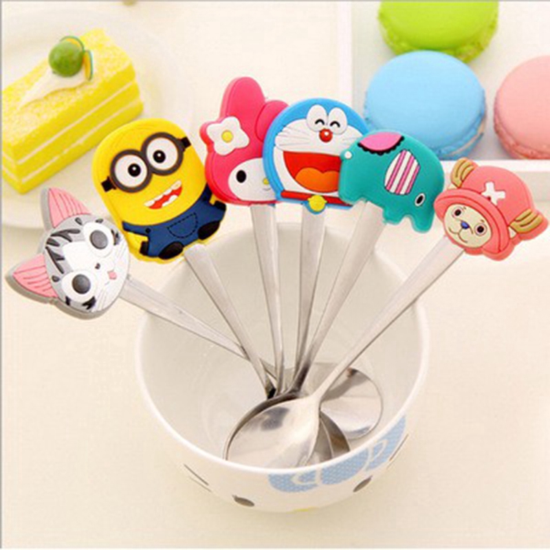 Cartoon Handle Spoons Kids Stainless Steel Ice Cream Coffee Tea Soup Spoon