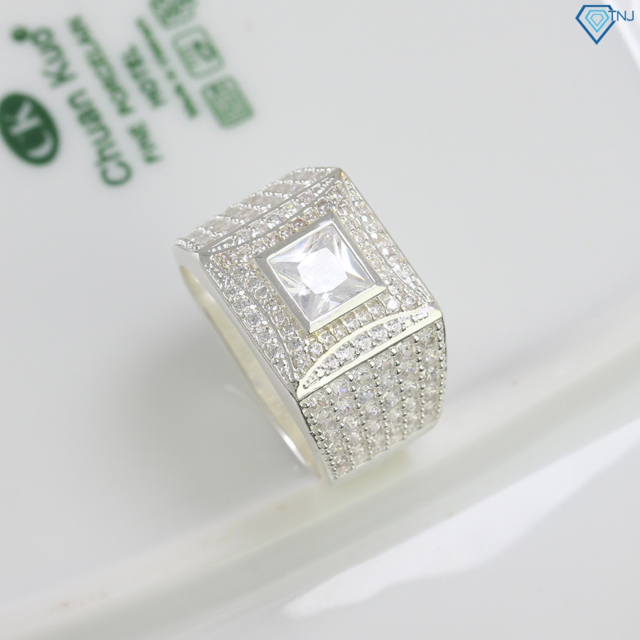 Nhẫn nam bạc 925 mặt đính đá lập phương sang trọng NNA0322 - Trang sức TNJ