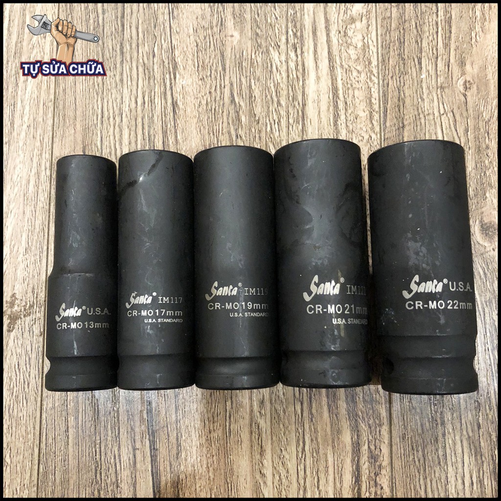 Khẩu dài 1/2 inch Santa thép CR-Mo - tuýp mở siết bulong thép đen siêu cứng đủ cỡ 8-32mm
