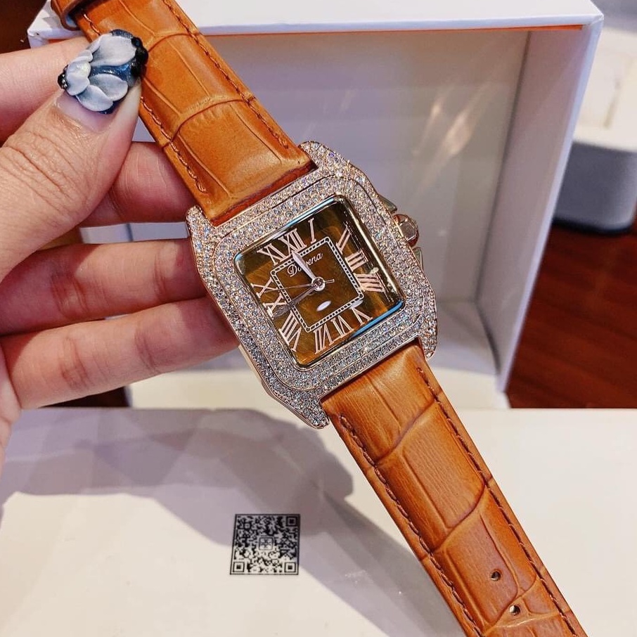 Đồng Hồ Davena Nữ Dây Da Nâu Rose Gold Chính Hãng D31269 34mm