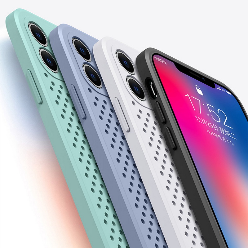 Ốp Điện Thoại Silicon Có Lỗ Tản Nhiệt Chống Sốc Cho iPhone 14 13 12 11 Pro Max XS XR X 8 7 Plus SE 2020