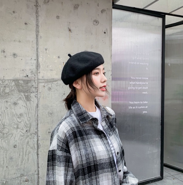 Mũ nồi, mũ beret dạ+ dây chỉnh độ rộng+túi zip (hàng loại 1)