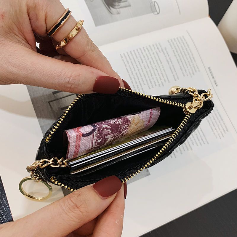 Ví Đựng Tiền Xu / Chìa Khóa / Son Môi Chanel Siêu Mỏng Cao Cấp Có Khóa Kéo Cho Nữ