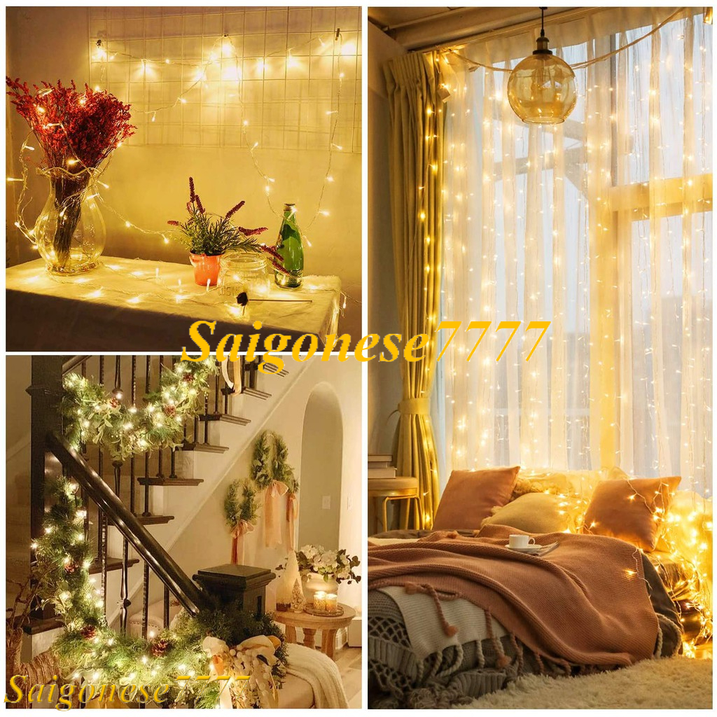 Dây Đèn Đom Đóm Xài Điện Không Nháy Đèn Led Decor Phòng Ngủ Trang Trí Cây Thông Noel Chống Nước Giăng Ngoài Trời LD