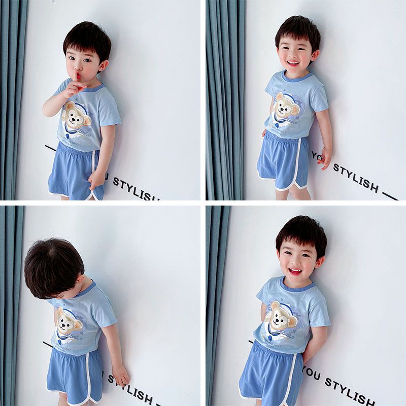 Set Đồ Thể Thao 2 Món Gồm Áo Cotton Tay Ngắn + Quần Short Thời Trang Cho Bé Trai Và Gái