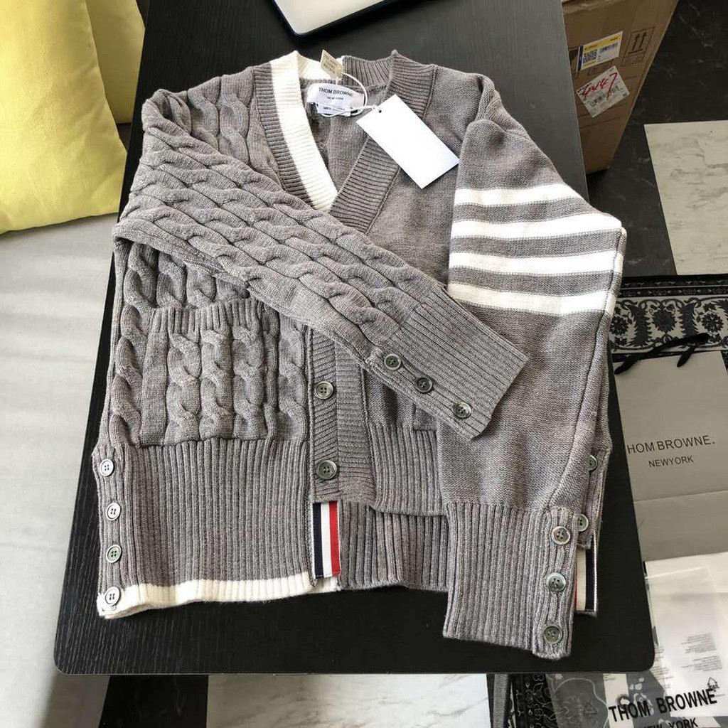 Áo Len Cardigan Thom Browne Viền Vằn