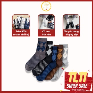 Tất vớ nam cổ cao công sở set 5 đôi ECHENON quả trám cao cấp đi giày Tây sang trọng