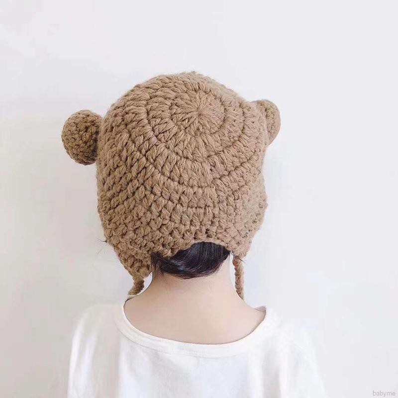 Mũ len trùm đầu ấm áp thiết kế phối mắt ếch dễ thương dành cho bé