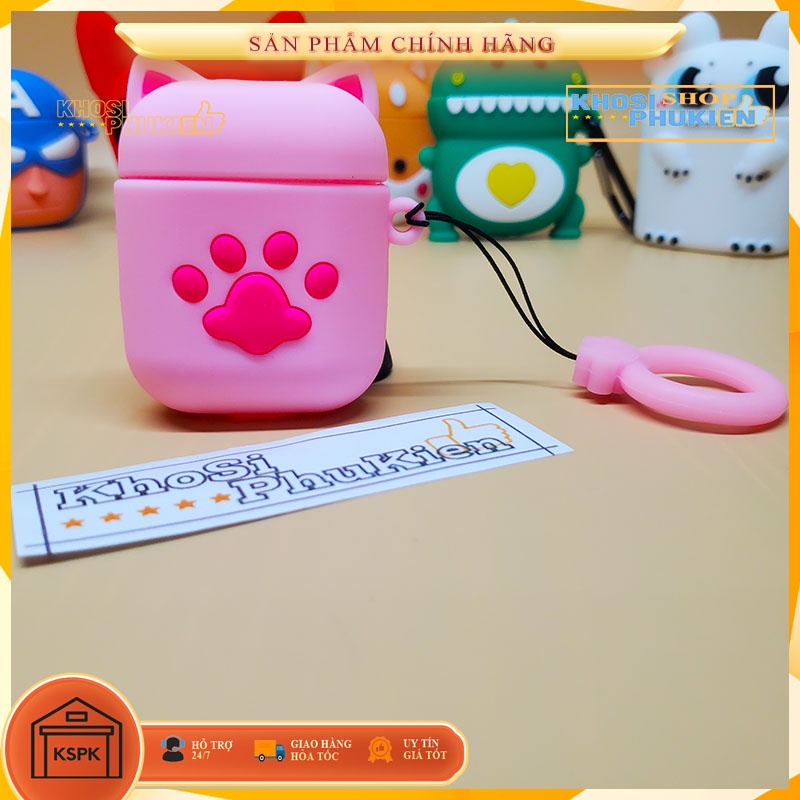 Vỏ bảo vệ bao đựng tai nghe airpod- Phân loại màu Hồng  [bao gồm nhiều hình]  - Tặng móc treo
