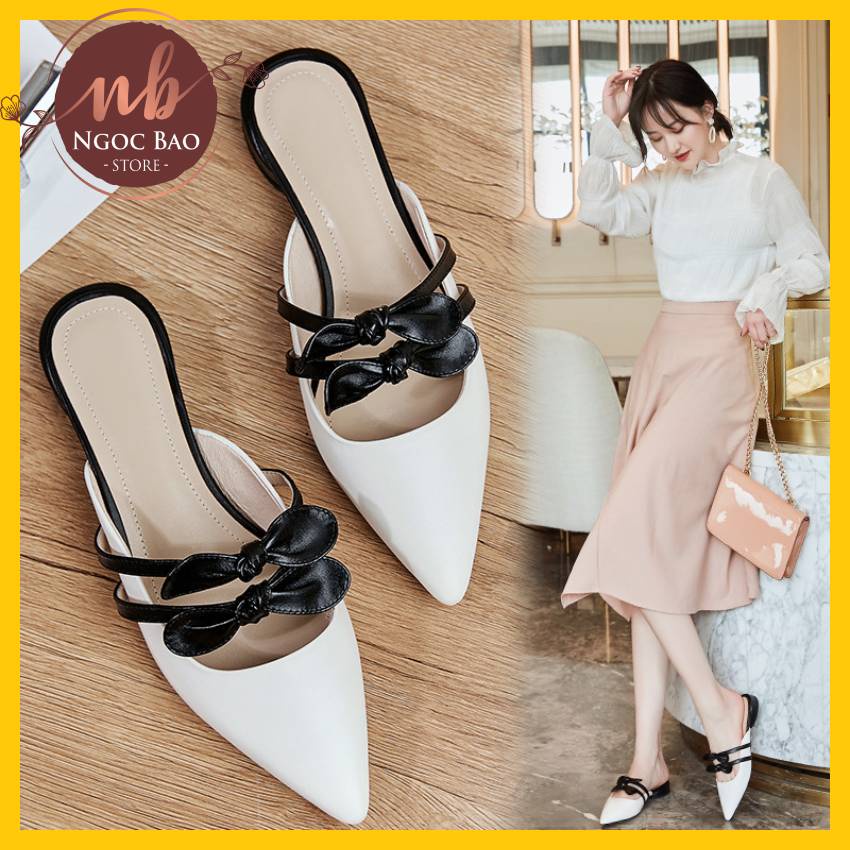Sục nữ mũi nhọn thắt nơ kép nhỏ xinh HÀN QUỐC 3,5 cm cực xinh mẫu mới nhất 2022