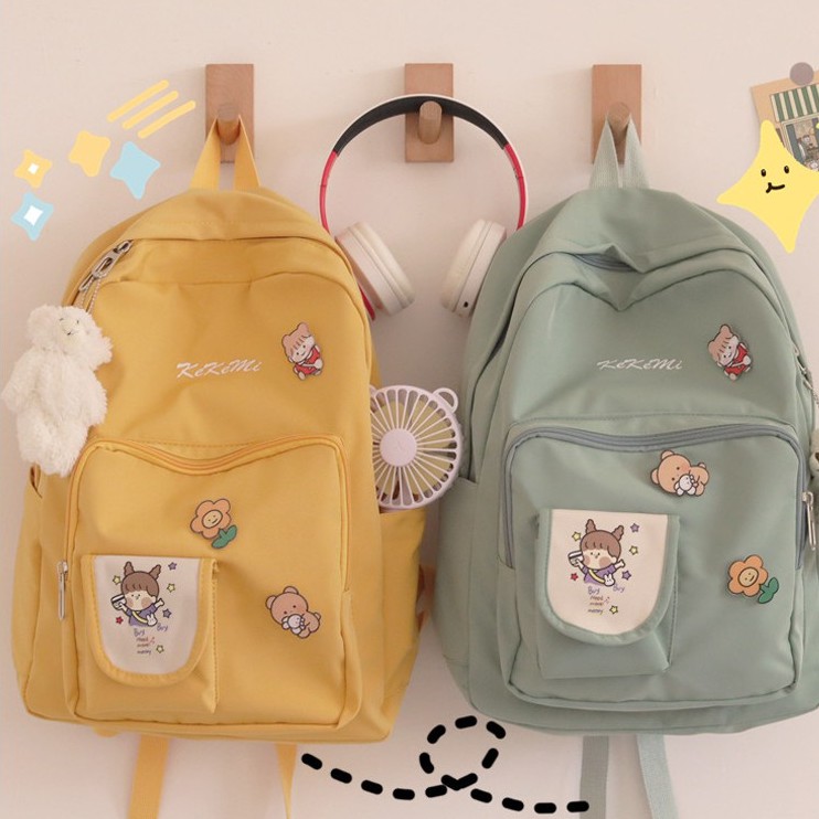 Balo ulzzang thời trang KIKIMI nam nữ đi học đi chơi tặng kèm cai sticker