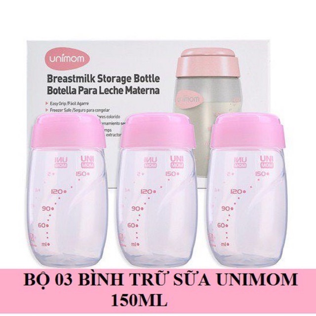 Bộ 3 bình trữ sữa 150ml Unimom