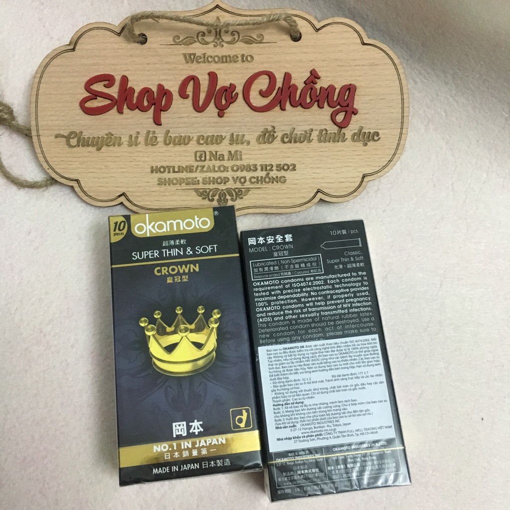 Bao cao su cao cấp cực siêu mỏng Okamoto Crown Nhật Bản - Hộp 10 Chiếc