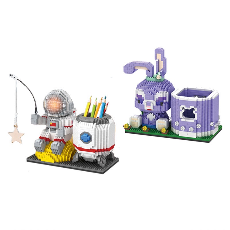 Khối lắp ghép giá đỡ bút hình phi hành gia vũ trụ 3D cho trẻ nhỏ