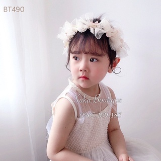 Bờm cài tóc, băng đô nơ ren hoa tiểu thư phong cách hàn quốc, bờm cài tóc ren hoa cao cấp xinh xắn bé gái