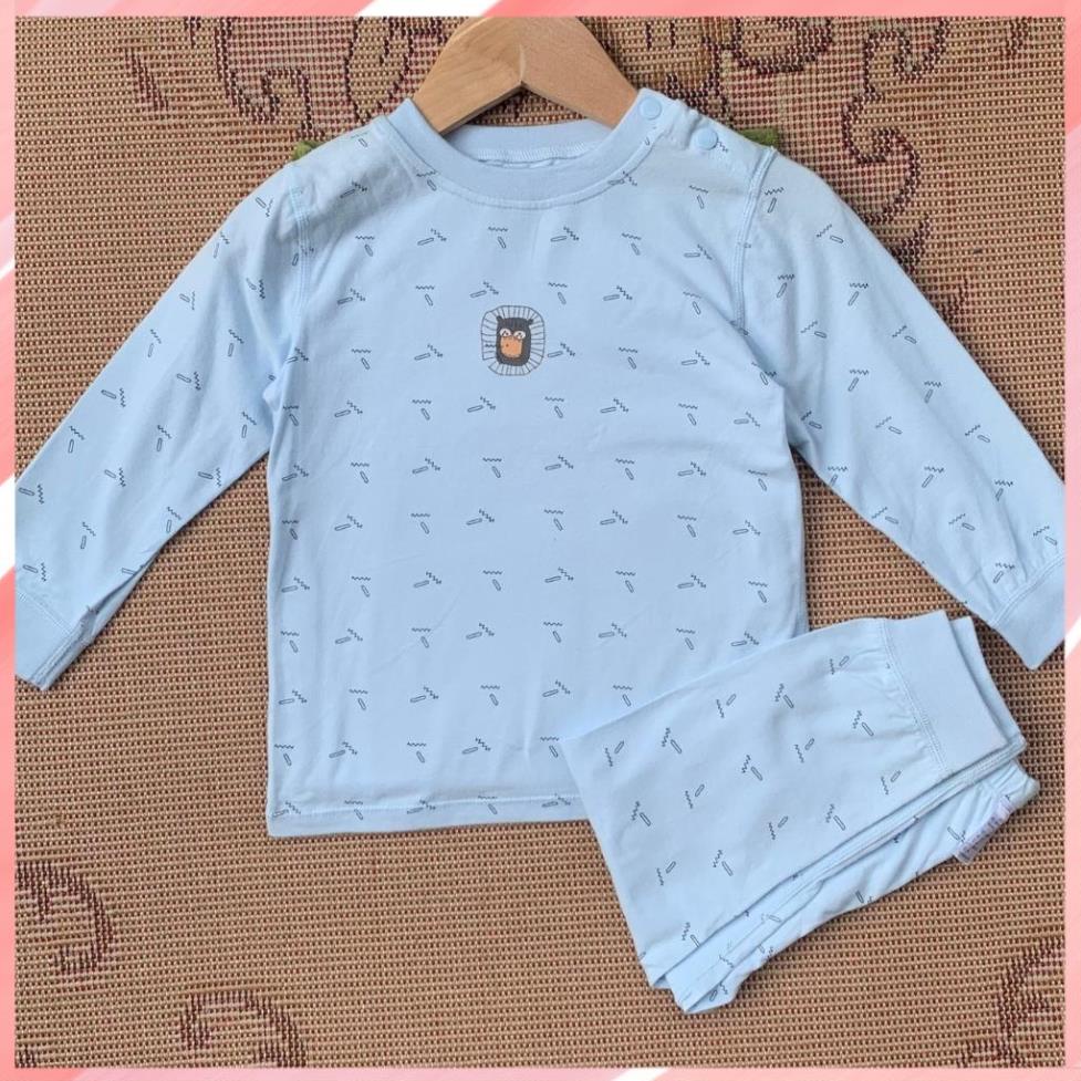 Bộ thu đông cotton dài tay cài vai, quần bo chun cho bé trai, bé gái size 80 - 100, 10 - 16Kg. .