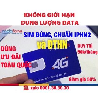 Sim 4G Mobifone [DTHN] [CF50] [IPHN2] MAX KHÔNG GIỚI HẠN DUNG LƯỢNG DATA DÙNG TOÀN QUỐC