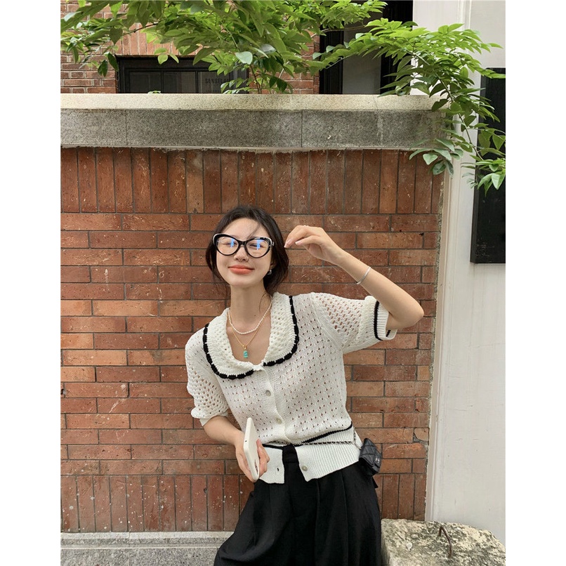 Áo Sweater Ngắn Tay Dáng Rộng Thời Trang Xinh Xắn