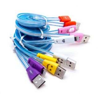 Cáp Sạc Androi Mặt cười Đèn Led