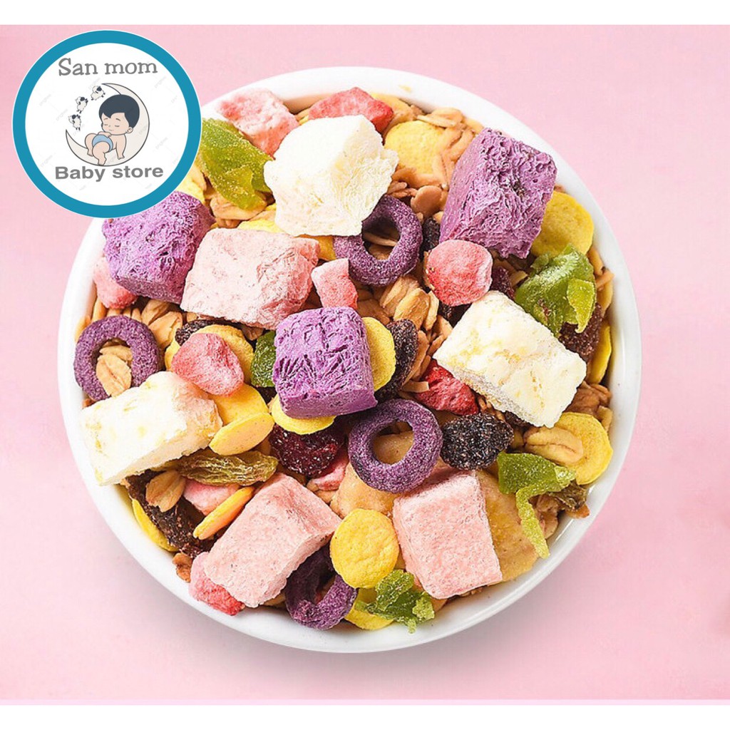 Ngũ Cốc Sữa Chua Hoa Quả Không Đường, Hoa Quả Sấy, Hạt Hạnh Nhân, Sữa Chua Khô, Hỗ Trợ Giữ Dáng 500Gr