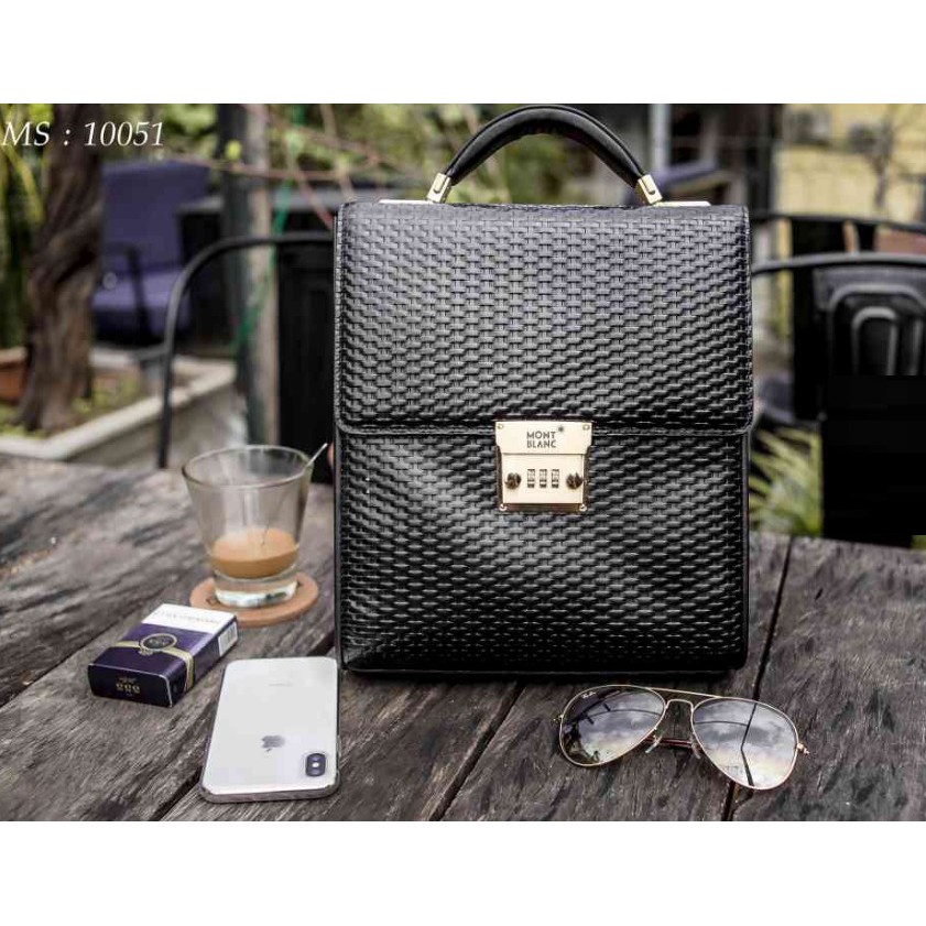 Cặp da Công sở khóa số cao cấp dáng đứng MontBlanc 1005