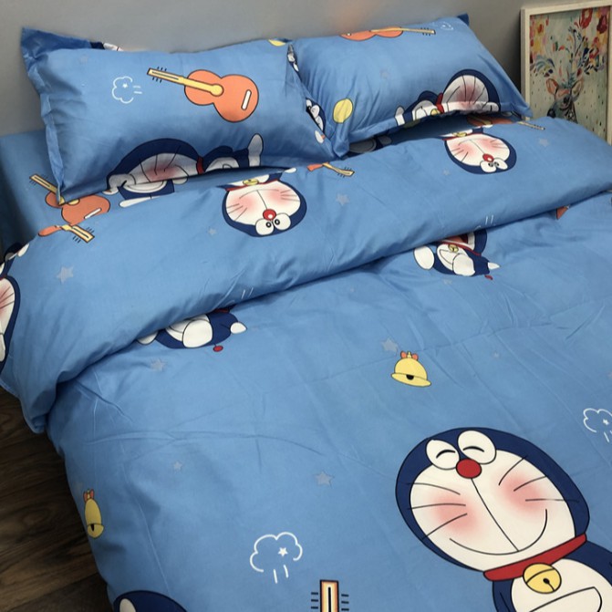 Vỏ chăn lồng được ruột poly cotton Mẫu DORAEMON ĐÁNH ĐÀN trungvbhp_shopalot2