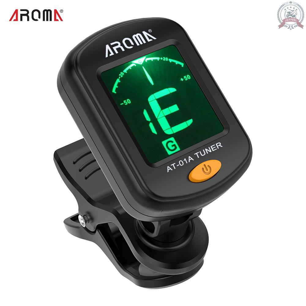 J&F AROMA AT-01A Rotatable Clip-on Tuner LCD Display for Chromatic Guitar Bass Ukulele Violin