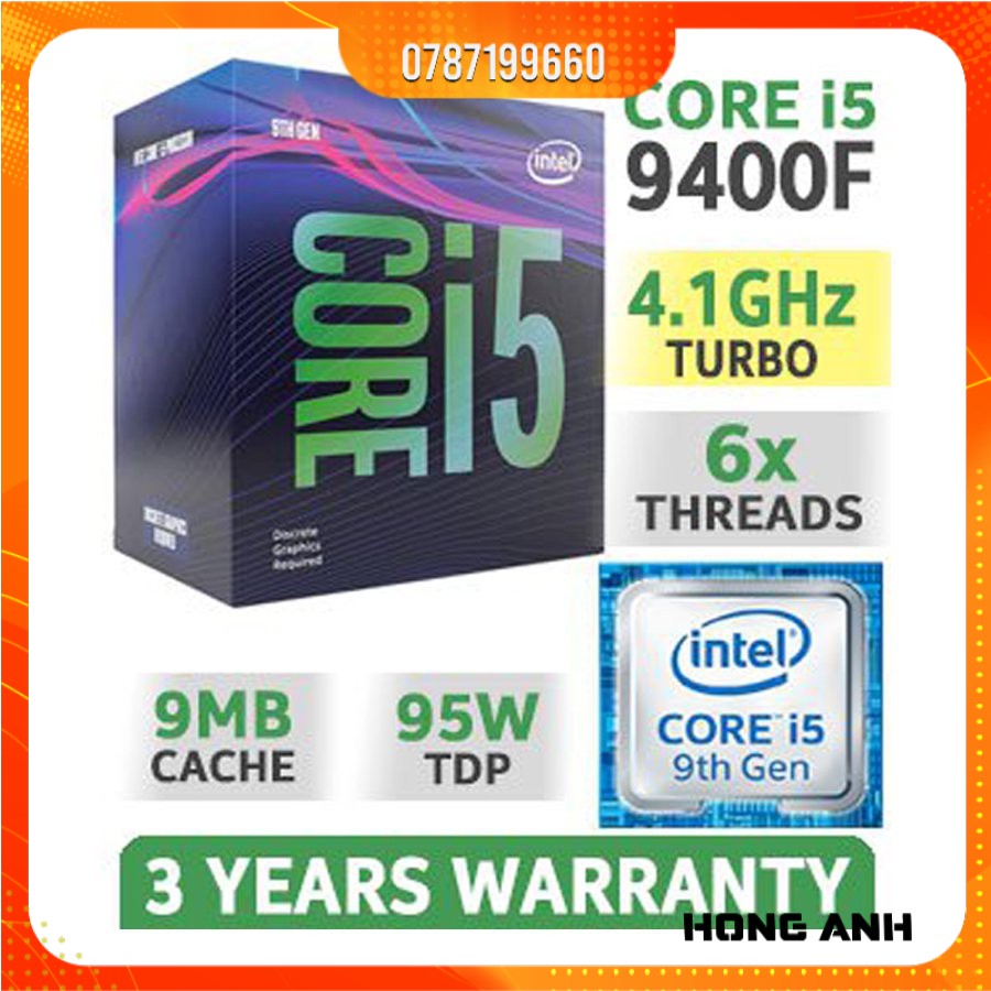 Bộ vi xử lý Intel Core i5 9400F Full box nguyên seal BH 36 Tháng