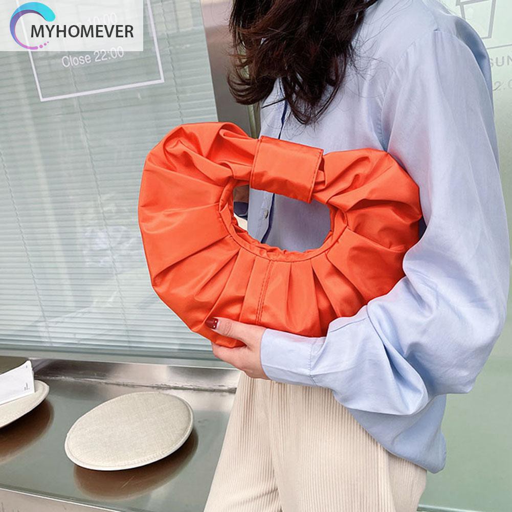 Túi Xách Da Pu Hình Tròn Xếp Ly Nhỏ Xinh Thời Trang Cho Bạn Gái