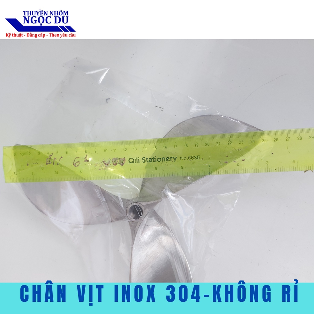 Chân Vịt Inox, Kiểu 3 Cánh, công suất 13HP, Lỗ Ren 16mm, Đường Kính 26 cm Chân Vịt Chạy Thuyền, Chạy Xuồng