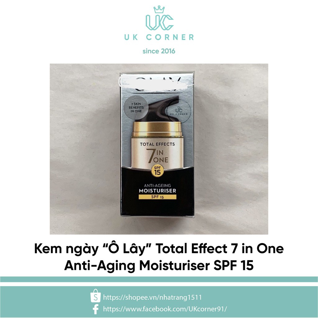 OLAY UK phân phối (Made in Poland) Kem dưỡng da chống 7 dấu hiệu lão hoá Olay total Effect hàng UK Anh Quốc