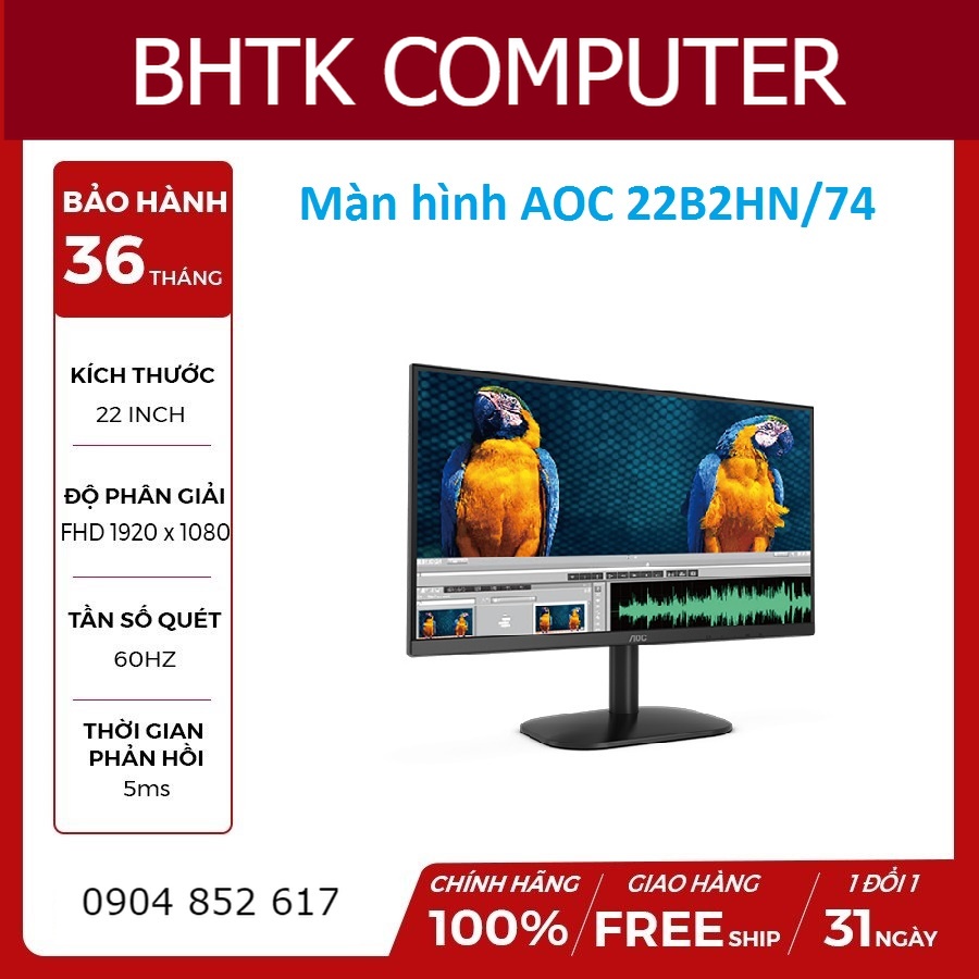 Màn hình FULL VIỀN IPS AOC 27B1/AOC 24B1/AOC 24B2 75Hz/Flat FULL HD siêu rẻ trong tầm giá- Chính hãng bảo hành 3 năm