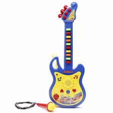 (Freeship) Đồ chơi đàn guitar dùng pin có micro cho bé tập làm ca sĩ (kèm pin)