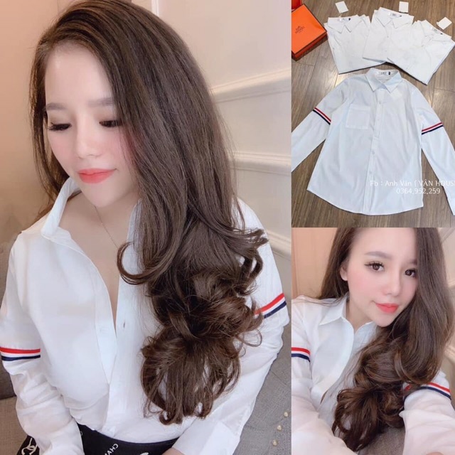Sơ mi Trắng kẻ tay from rộng nam nữ UNISEX- Áo sơ mi dài tay bassic phong cách ulzzang hàn quốc