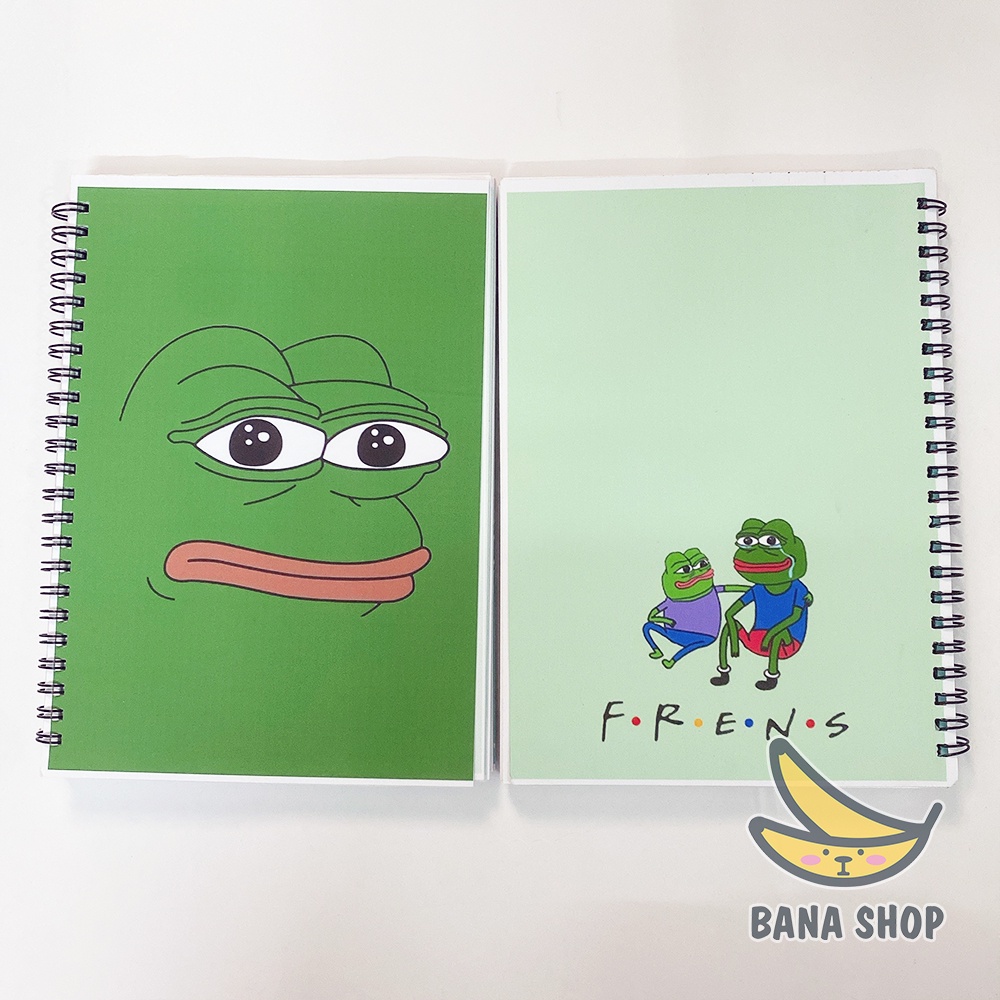 Sổ tay lò xo A5 bullet journal ếch xanh Pepe sad frog siêu bựa cho vozer 100 trang