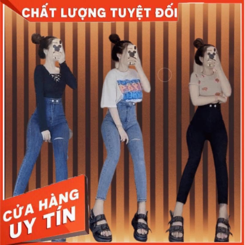 Quần bò cạp cao 2 cúc