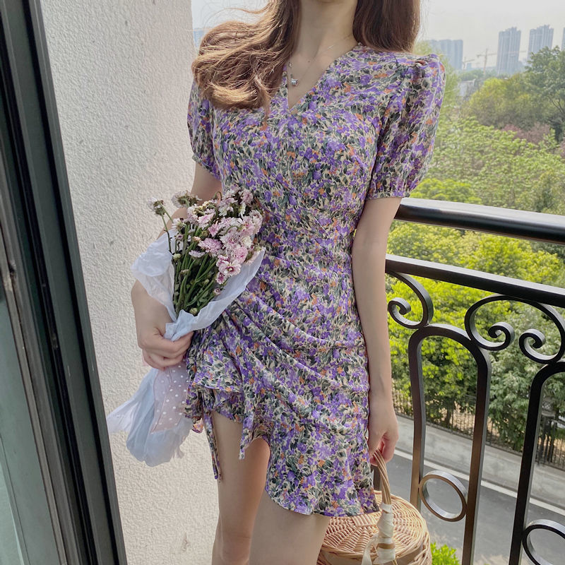 Đầm Hoa Cổ V Rút Dây Thời Trang Nữ Tính | BigBuy360 - bigbuy360.vn