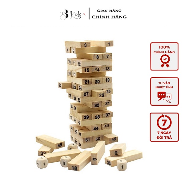 BB Kids Trò chơi rút gỗ size lớn 54 thanh cho bé , Đồ chơi rút gỗ loại to giúp phát triển kỹ năng cho bé