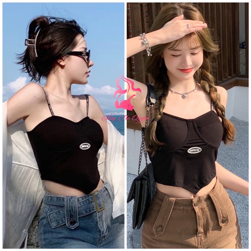 Áo bra 2 dây mảnh , áo bra croptop kèm mút ngực tạo đường cong quyến rũ