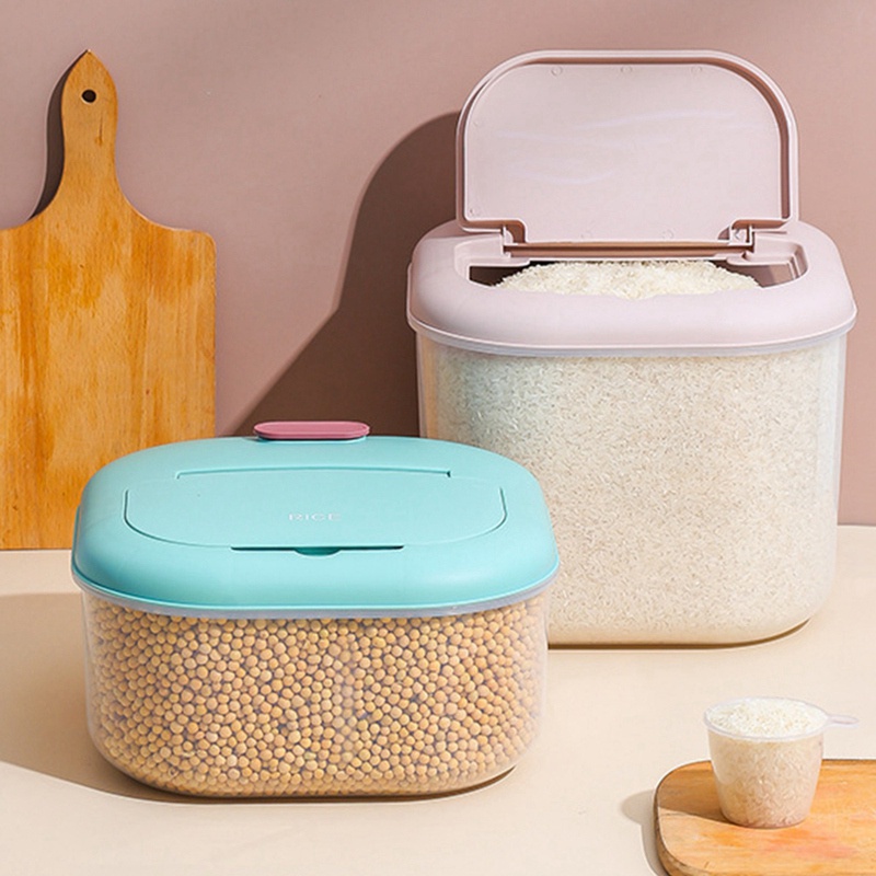 Rice Storage Box Sealed Cereal Dispenser Insect Proof Moisture Proof Pet Dog Food Storage Box(Pink S)
