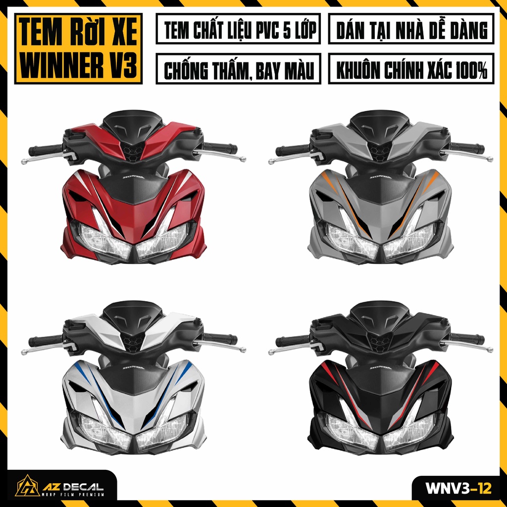 Decal Xe Winner V3 Hiệu Ứng Matrix | WNV3-12 | Tem Rời Winner X 2022 Chống Nước, Chống Phai Màu, Dễ Dán
