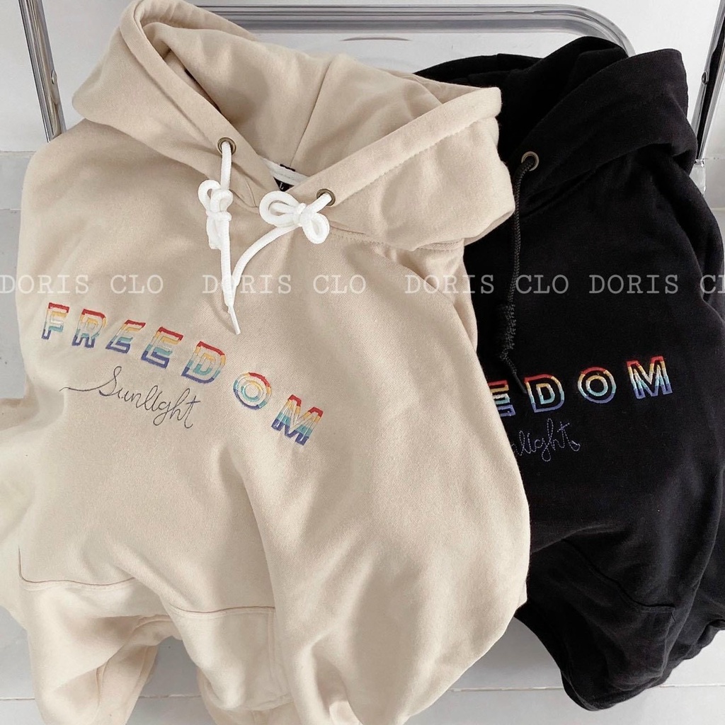 Áo HOODIE FREEDOM Cao Cấp Nam Nữ Chất Nỉ Bông Ngoại Dày Dặn