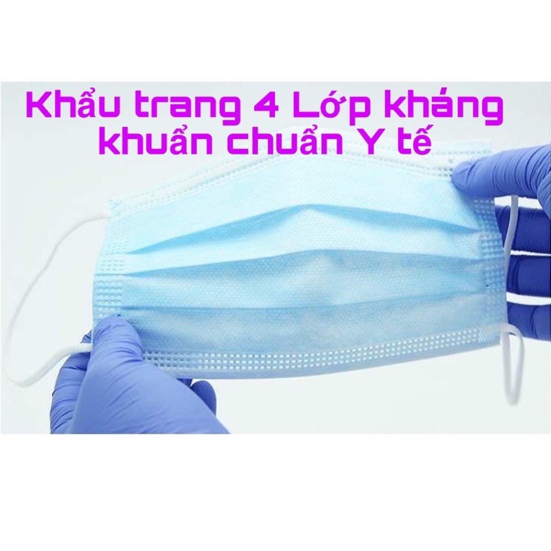 Khẩu trang y tế 4 lớp kháng khuẩn hộp 50 cái cho người lớn nhiều màu, dụng cụ y tế ladyshopee