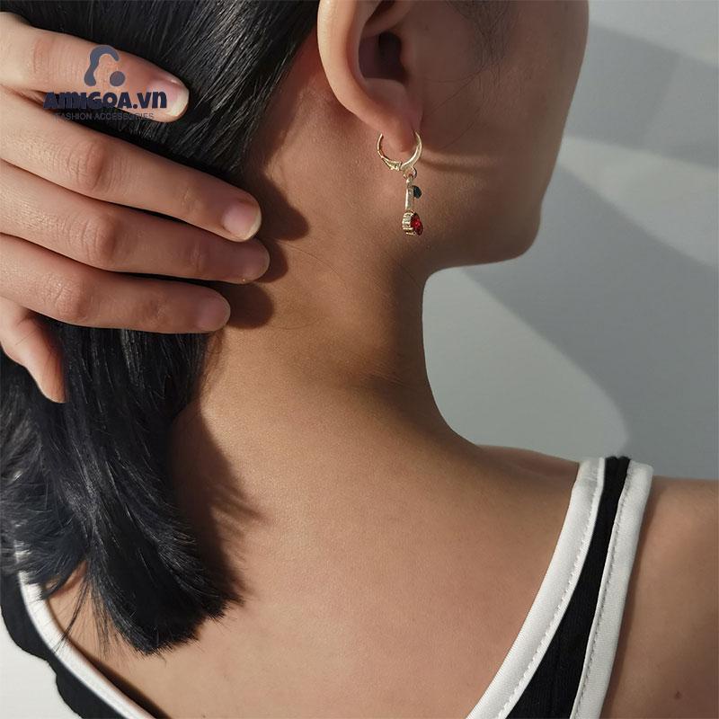 Bộ 9 Khuyên Tai Hình Trái Cây/Động Vật/Trái Cây Đơn Giản Sáng Tạo Cổ Điển Thời Trang