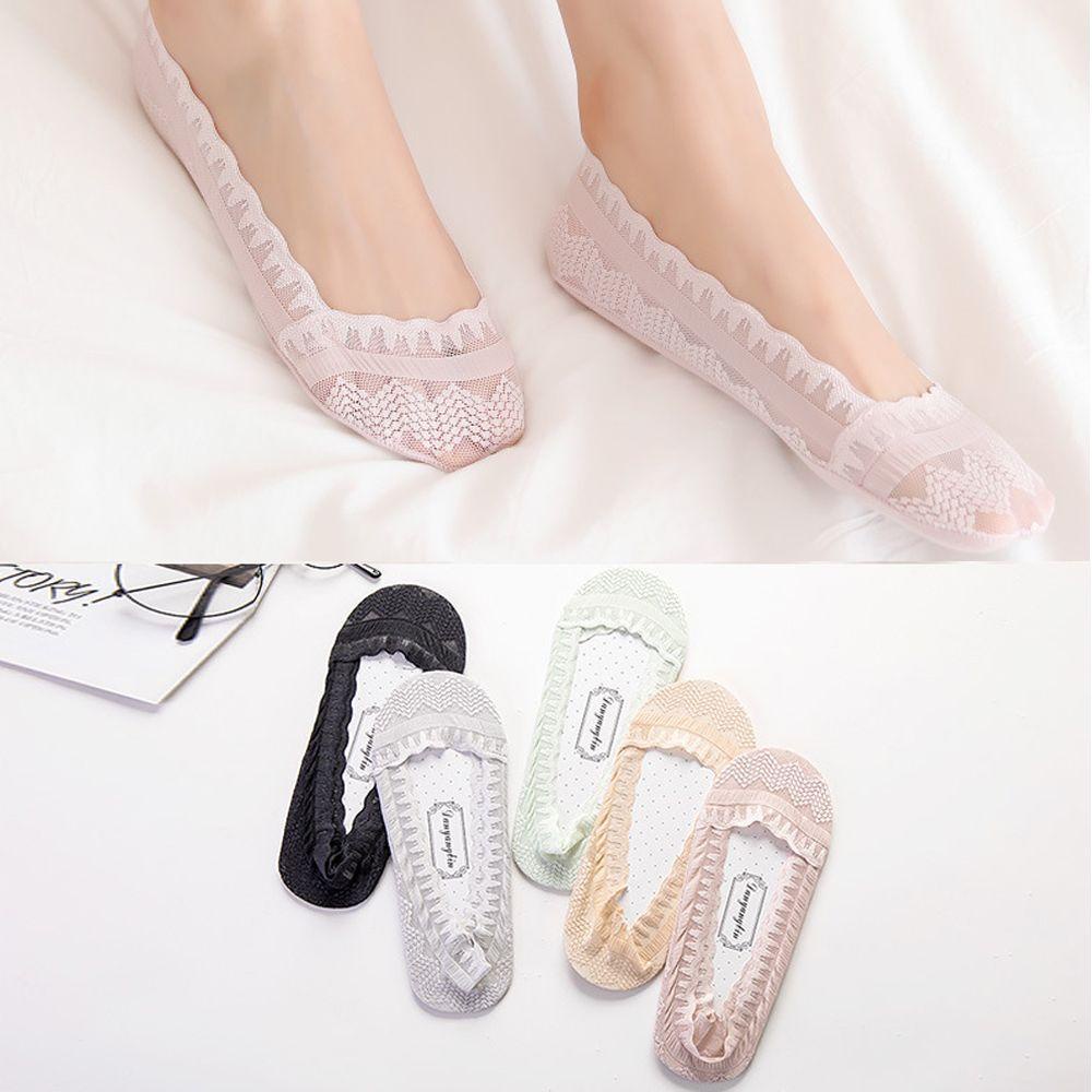 Vớ Thuyền Vải Cotton Ren Mỏng Cổ Thấp Chống Trượt Thời Trang Cho Nữ