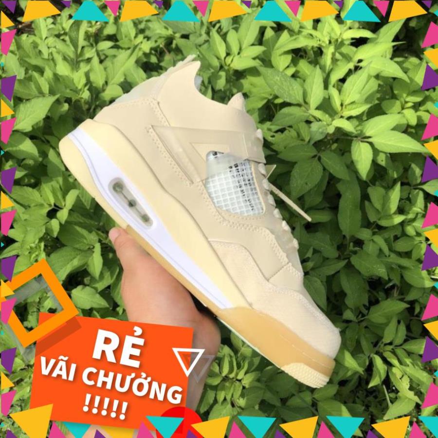 9Giày air jordan 4 retro off white kem , Giày sneaker JD4 màu kem siêu hot mới nhất