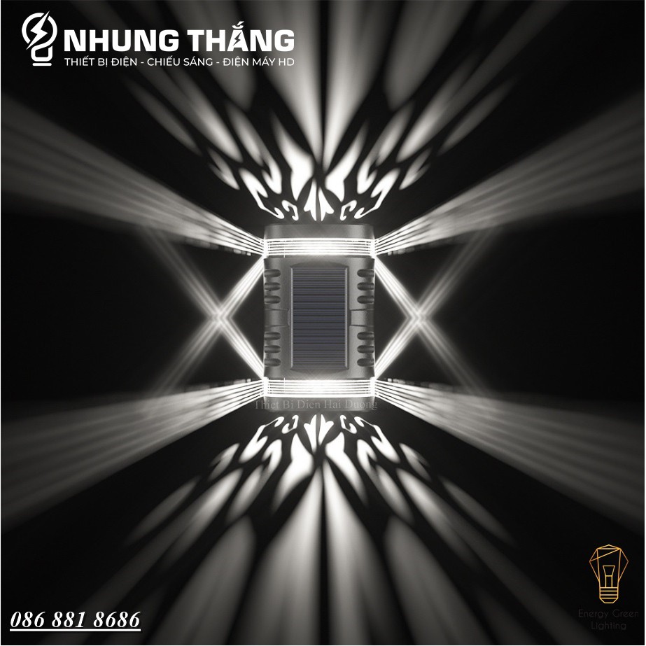 Đèn Tường 2 Đầu Chiếu Sáng Họa Tiết , Hoa Văn MT-151 - Sử Dụng Năng Lượng Mặt Trời - Chống Nước IP65 - Bảo Hành 12 Tháng